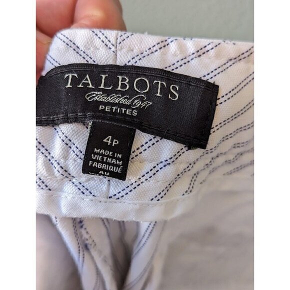 Talbots Heritage White Blue Stripe Seersucker Capris Pants Size 4P - Picture 7 of 7